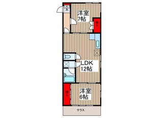 ルネ・千間台(1、2F)の物件間取画像